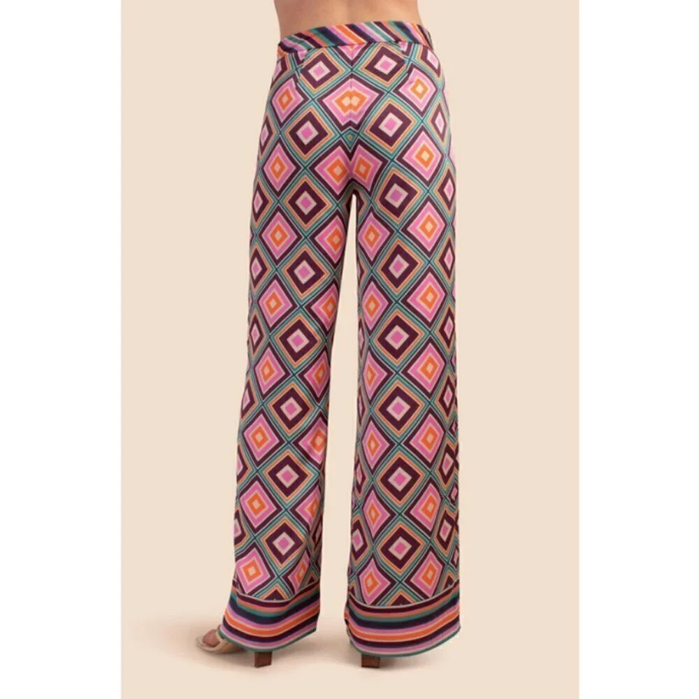 💕TRINA TURK💕 Bay Pant ~ Brookhaven Blocks Satin Georgette 6 NWT - Picture 7 of 16